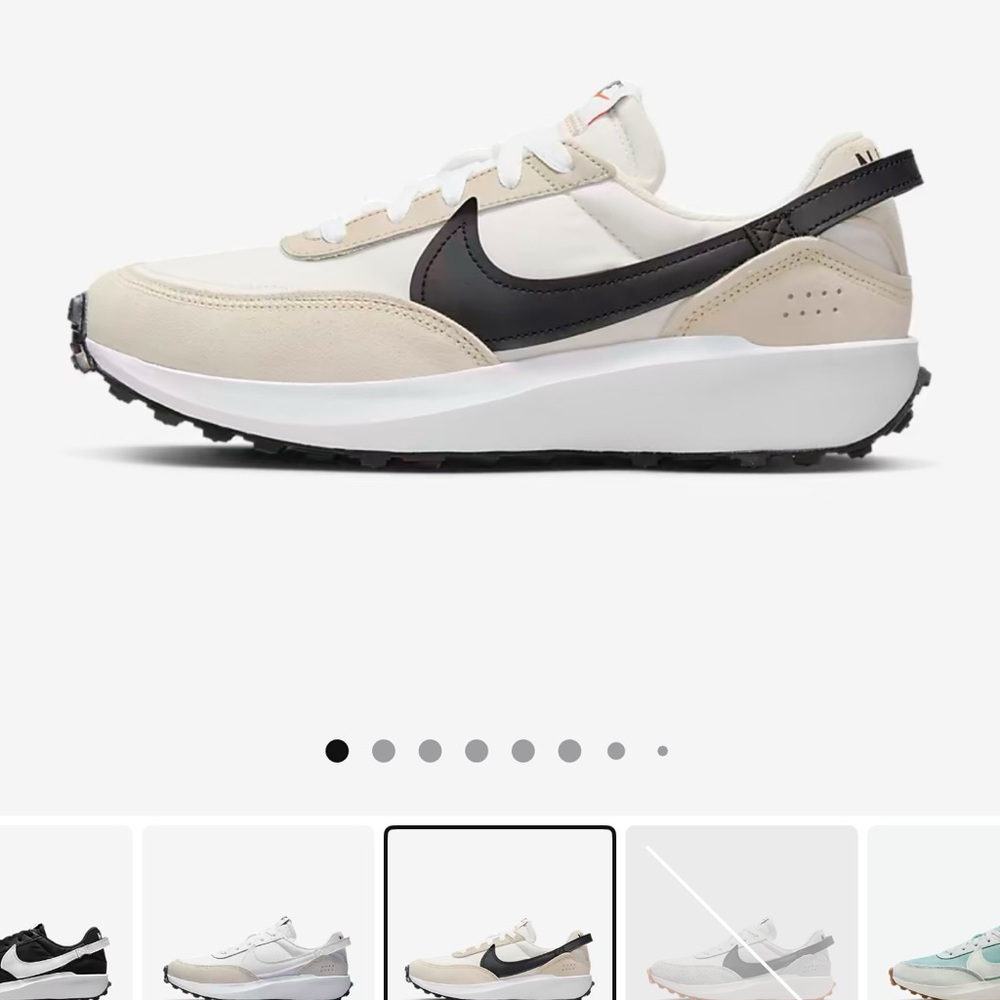 Womens 8 Nike Waffle Cream and Black Sneakers